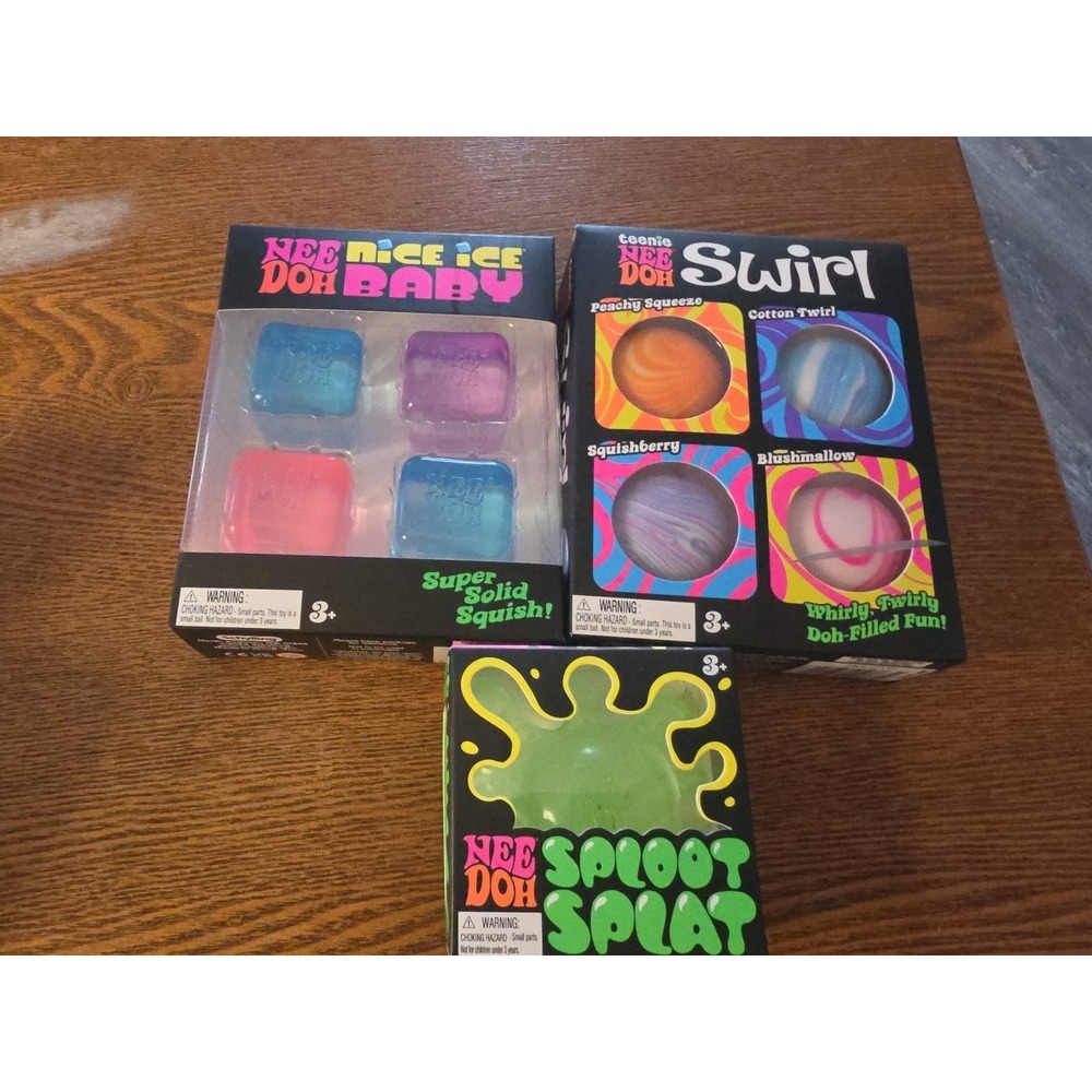 Nee Doh 'Nice Ice Baby' Super Solid Squeeze Cube & Sploot Splat Lot Of 3
